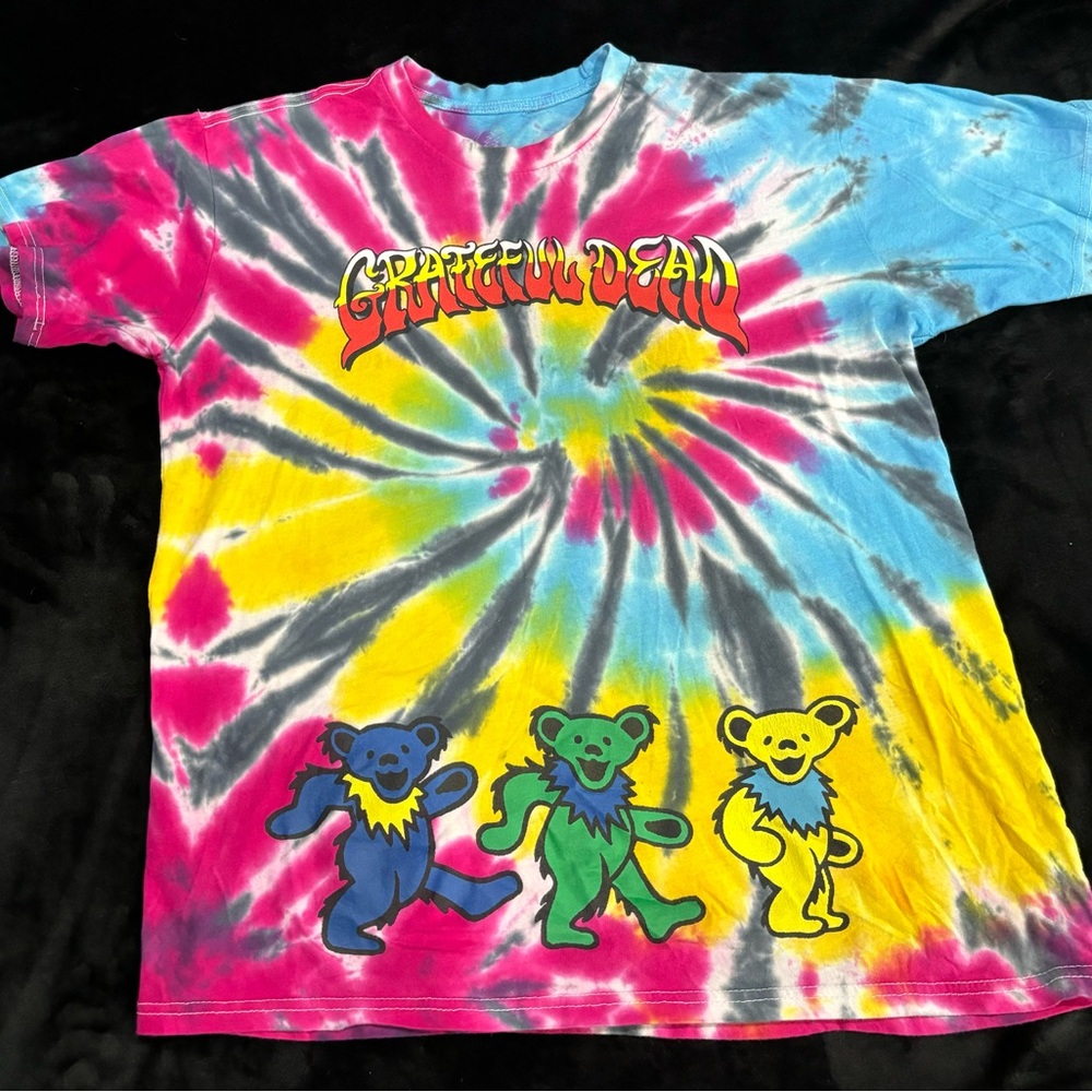 GRATEFUL DEAD Tie Dye Shirt With Dancing Bears Men's Large